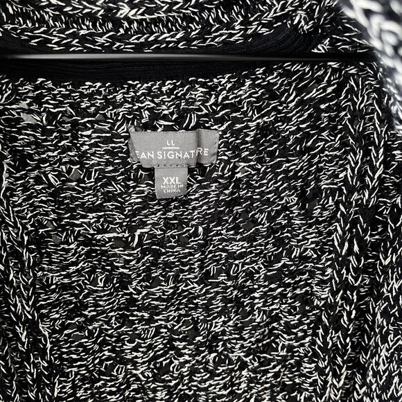 L.L. Bean Signature Speckled Black Heavy 100% Cotton Long Line Cardigan - XXL - Picture 2 of 5